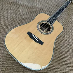 All Solid Wood D Type Natural Spruce Rosewood Acoustic Guitar Real Abalone Ebony Fingerboard Electric Guitarra