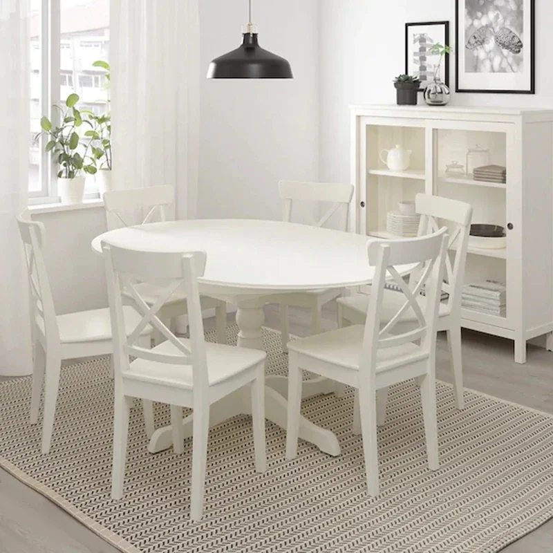 For Ingerto Retractable Dining Table Household Circular Extendable Table