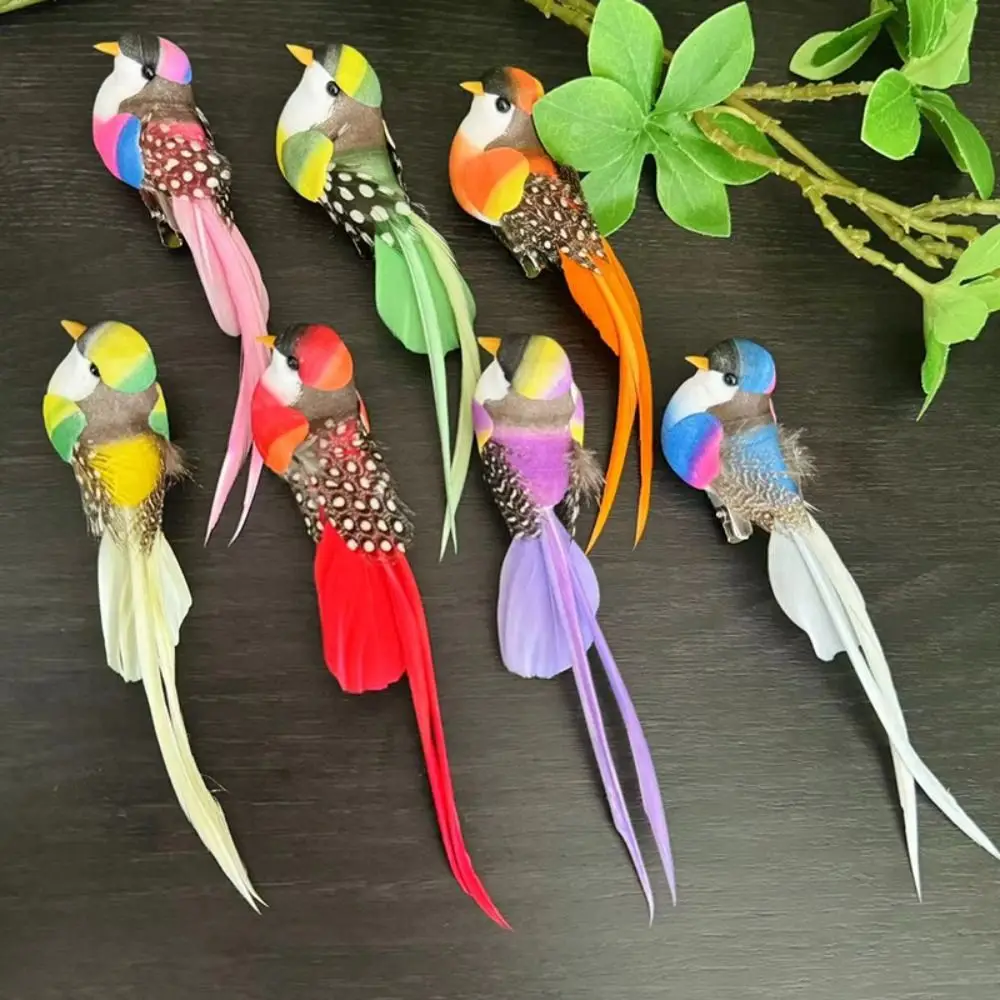 Colorful Simulation Birds with Clip Home Decor Decorative Fake Bird Photography Props Artificial Foam Feathers Birds