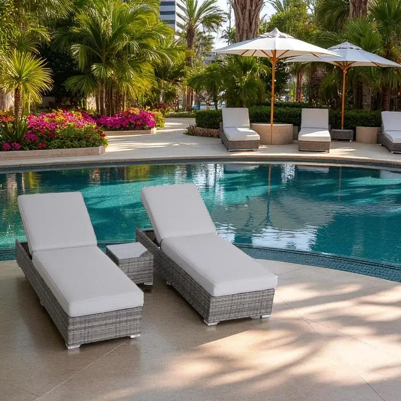 طقم كراسي وطاولة للفناء من الخيزران، أثاث خارجي مجمع بالكامل، مثالي للاسترخاء والاستمتاع بأشعة الشمس، #5