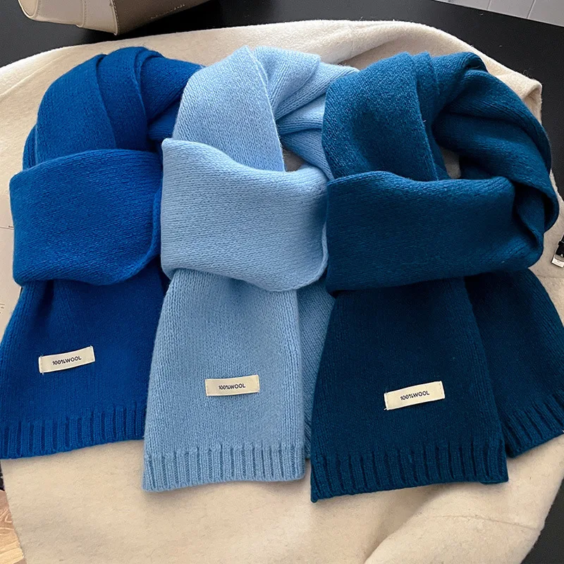 Klein blue scarf women's winter Korean version of for Women, Vintage Trendy Wrap Scarf, Daily Travel Gift Evening Boho Unique