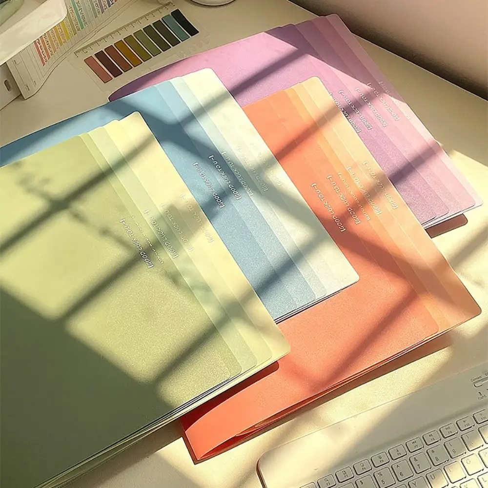 5PCS/Set PP A4 File Folder Rotating Side Open Gradient Color File Binder Loose Leaf Waterproof Test Paper Clamp School Office