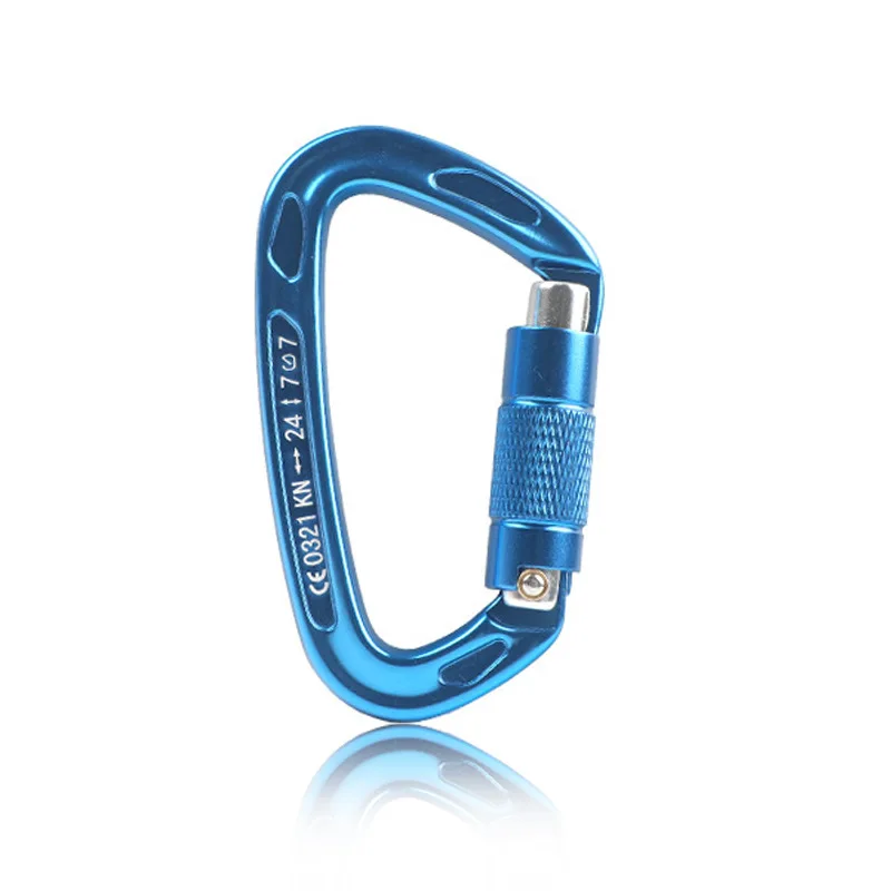 24KN Auto Lock Klettern Karabiner D Form Outdoor Bergsteigen Höhlenforschung Klettern Schnalle Sicherheit Sicherheit Master Schraube Haken
