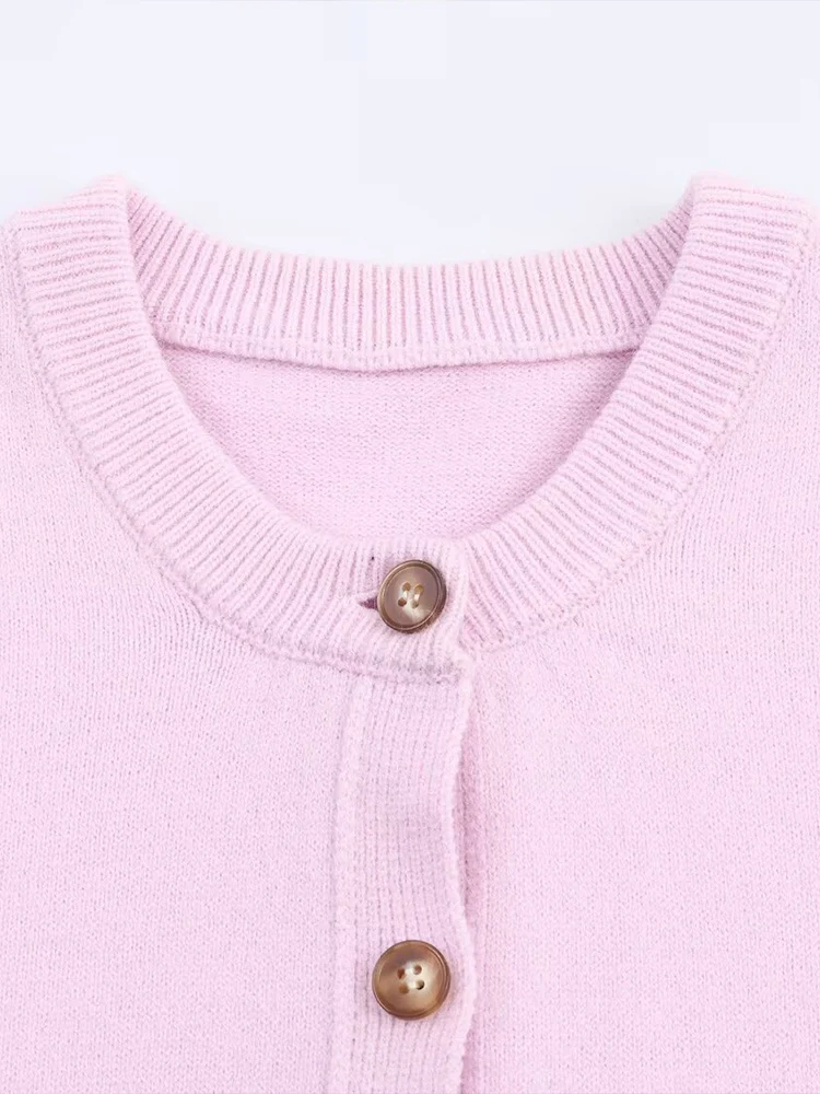 Cárdigan de punto de manga larga para mujer, estilo europeo, moda versátil, temperamento, color sólido, cuello redondo, un solo pecho