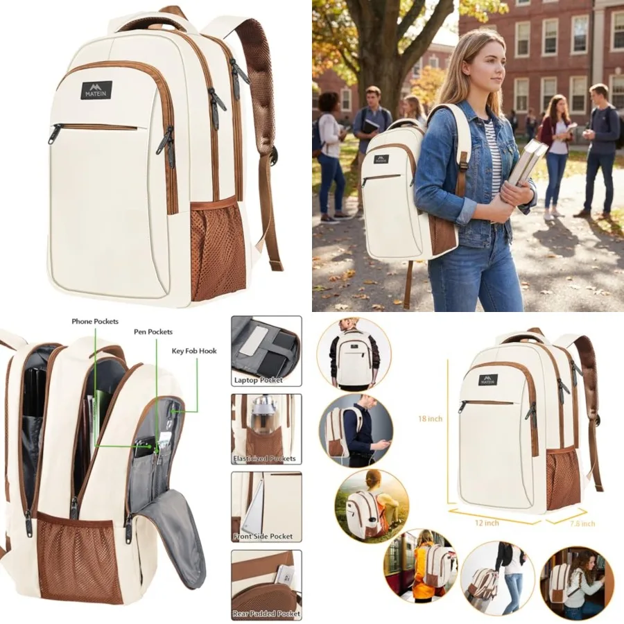 

Travel Laptop Backpack, Cute Anti Theft Slim Sturdy Laptops Backpack for Teacher, Water Resistant College Computer Bag Gift for