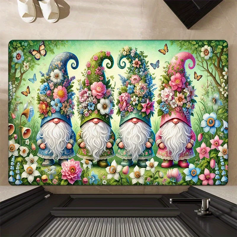 

Fairy Tale Gnome Doormat, Soft Absorbent Fabric - Whimsical Garden Design for Home Decor, Non-Slip & Machine Washable Entry Mat