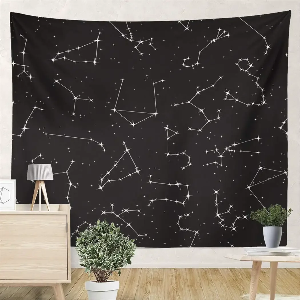 Constellations In The Night Star Sky Aries Taurus Gemini Leo Virgo Libra Scorpio Bedroom Living Room Home Tapestry Decoration