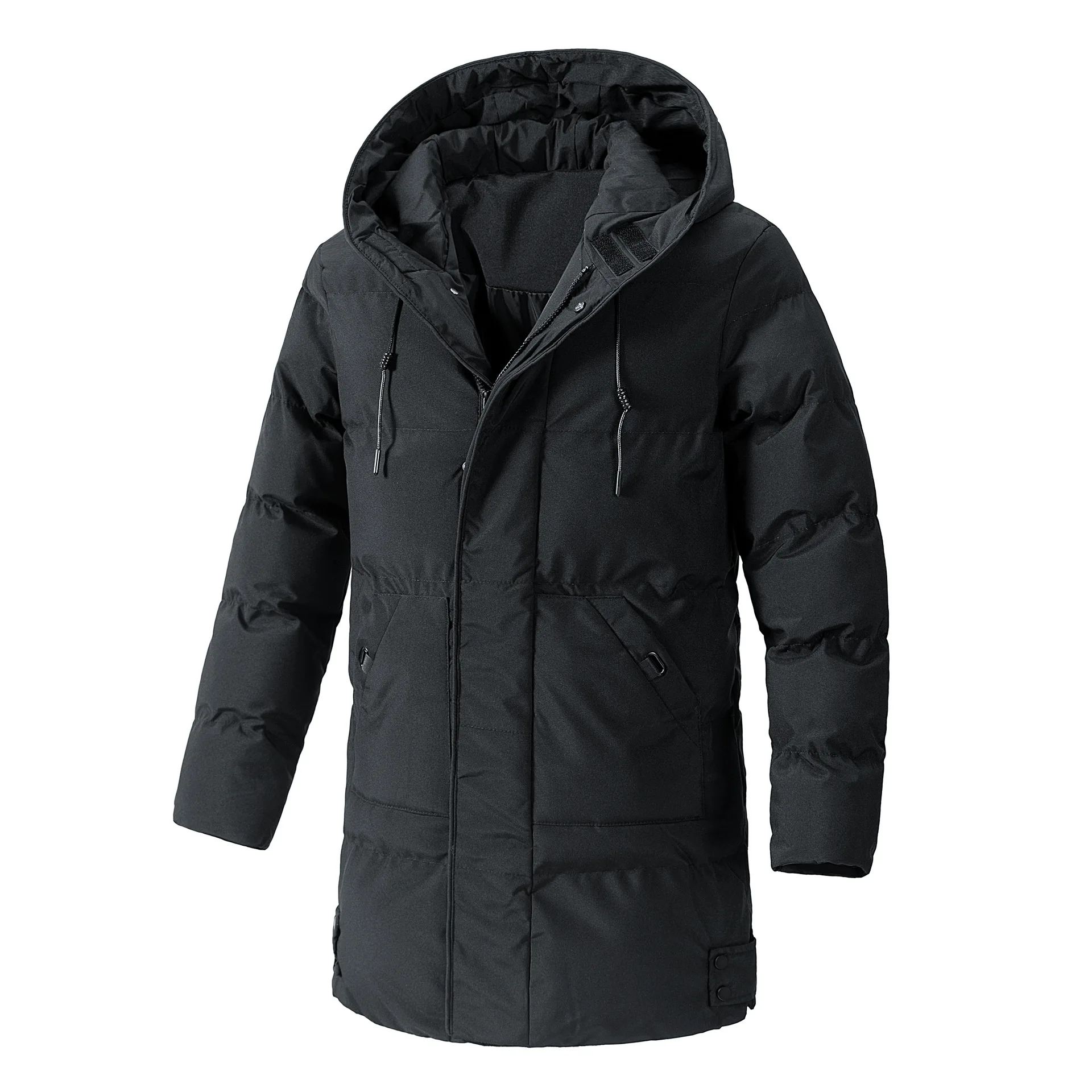

Korean Style Winter New Fashion Men's Plus Size Casual Trendy Solid Color Loose Simple Basic Hooded Quilted Coats Male Parkas