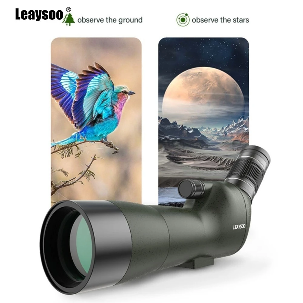 LESYSOO 20-60x60 Spotting Scope HD BAK4 Prism Zoom Telescope IPX7 Waterproof For Bird Watching Camping With Tripod Adapter