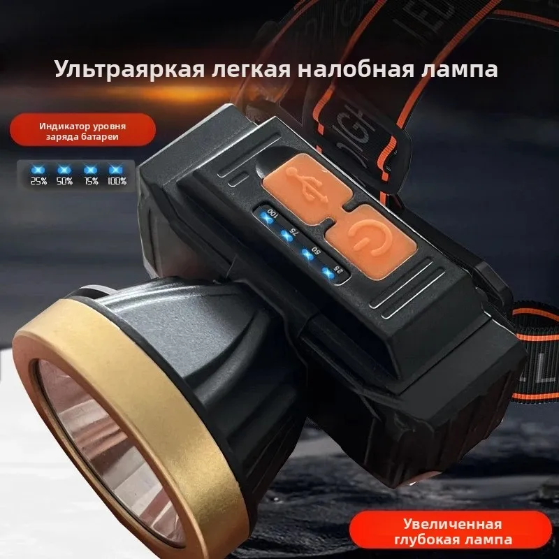Rechargeable LED Headlamp with 4000mAh Battery 200m Illumination Range and Precise 0-90 Degree Light Direction Control