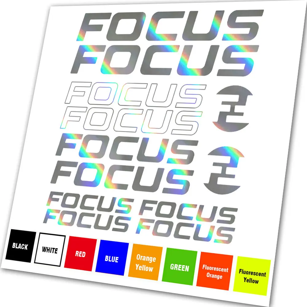 Kit com 25 Adesivos Gráficos de Vinil Recortados para Quadro de Bicicleta FOCUS - Decalques para Bicicletas de Montanha, Ciclismo, MTB, BMX e Bicicletas de Estrada