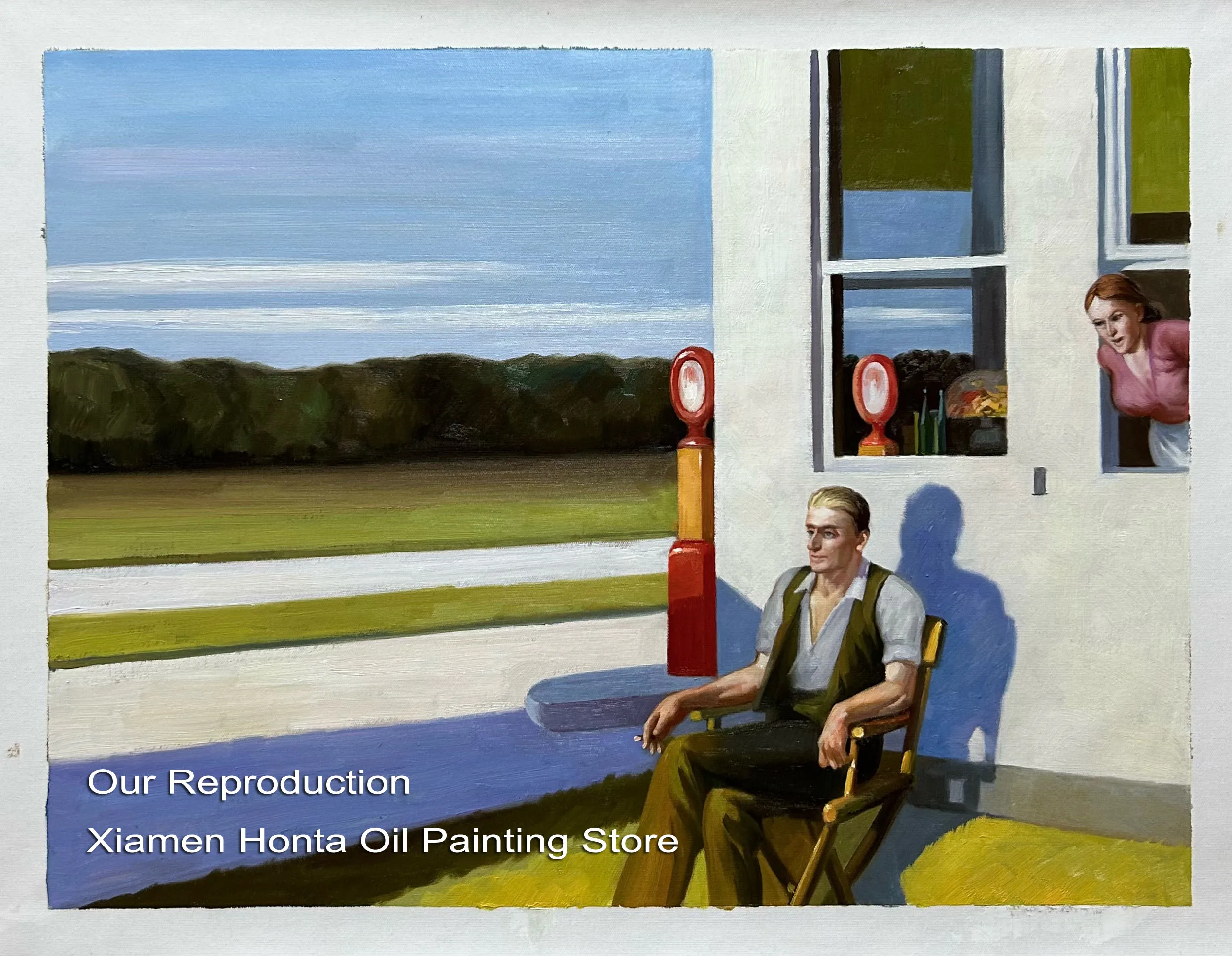 100% handmade Oil Painting reproduction on linen canvas,Four Lane Road by Edward Hopper,High Quality,Free Shipping