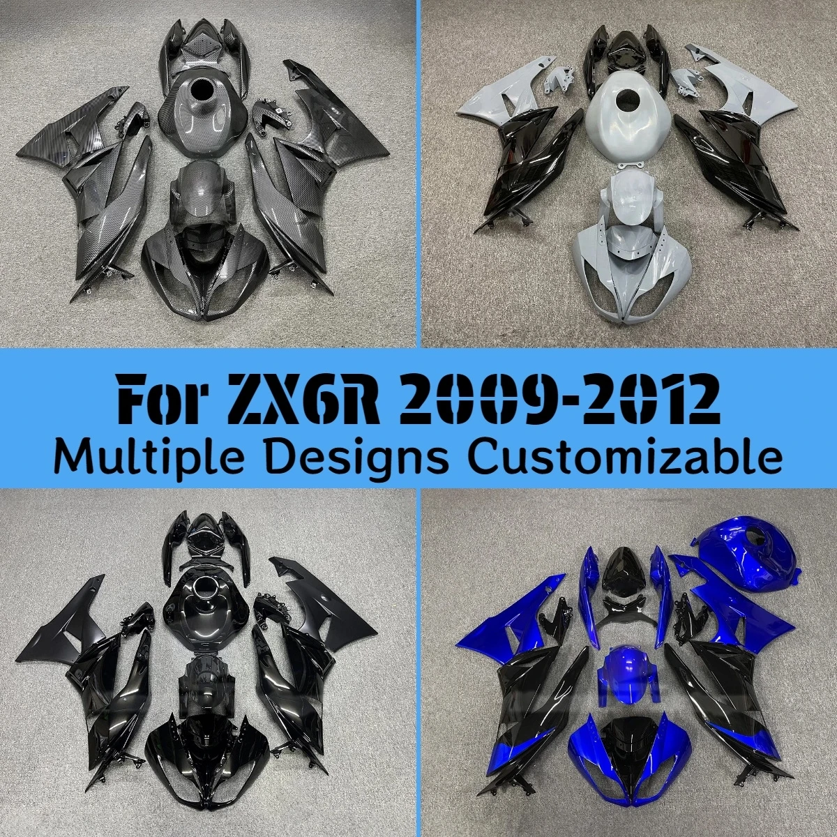 

ZX-6R 2009 2010 2011 2012 Prime Fairing Kit for Kawasaki ZX6R 09 10 11 12 Complete Body Plastics Kits Covers Fairings