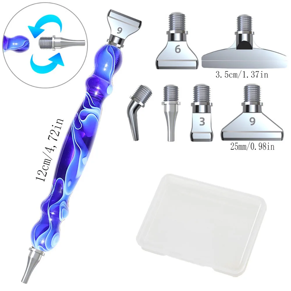 Resin Diamond Paint Brush Kit with 6 Interchangeable Tips, DIY 5D Diamond Art Tool Set - Multifunctional Accessory