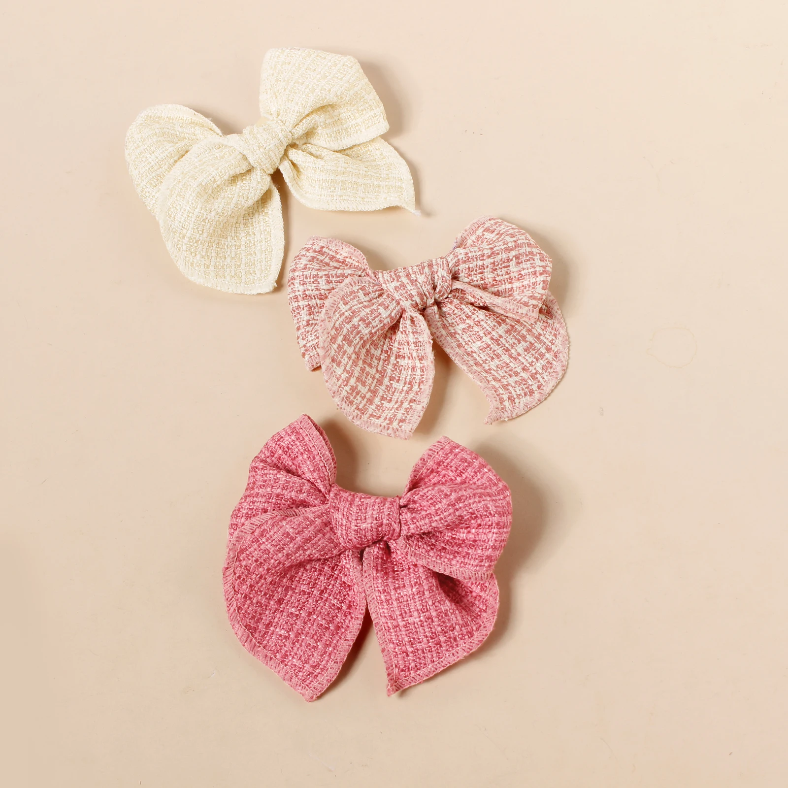 3Pcs/Set Children Linen Butterfly Clips Girls Retro Ponytail Barrettes Kids New Design Fashion Hair Accessories