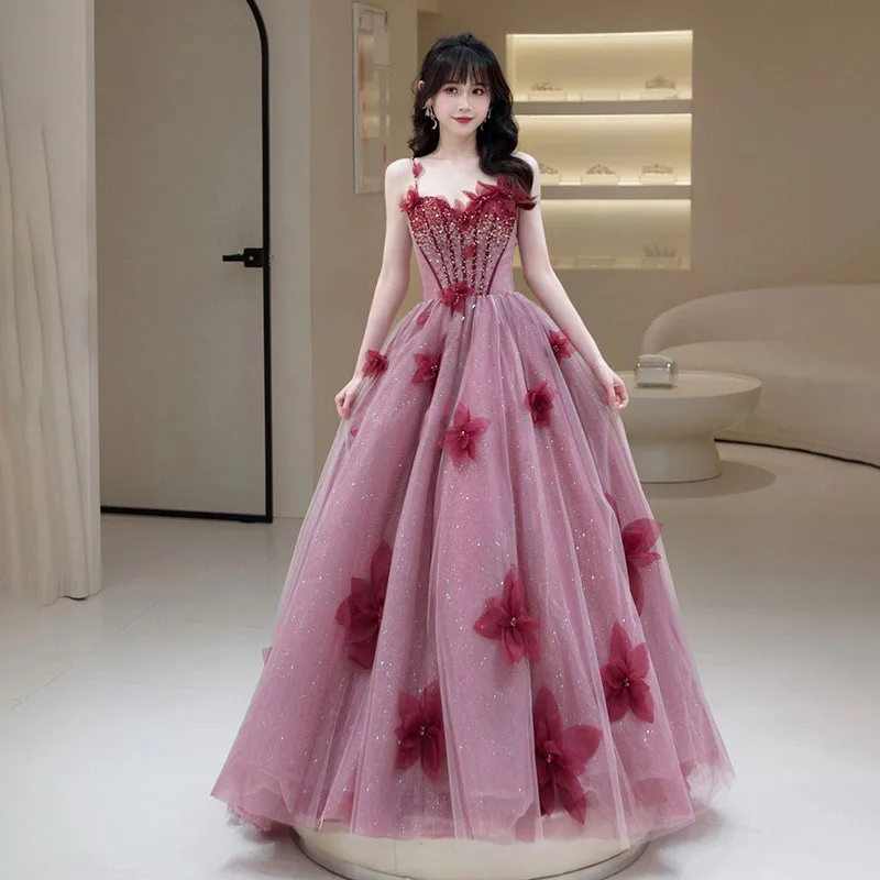 

Весна-лето 2025 года, новый стиль, цветочное шифоновое вечернее платье с дизайном без бретелек, элегантное длинное вечернее платье по индивидуальному заказу