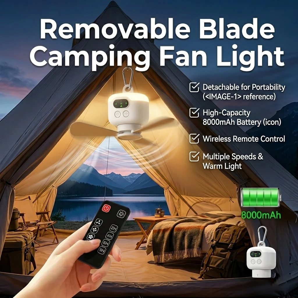 

Rechargeable Fan Light Modern Detachable Fan Blade For Bedroom Kids Room Dorm Room Camping Convenient Lighting Fan Lighting