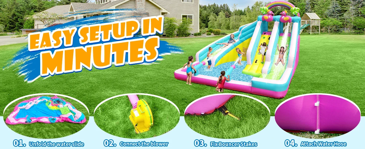 inflatable water slide with blower