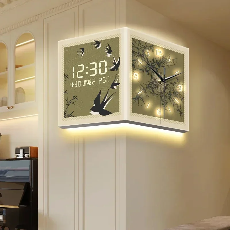 Medieval wall clock living room perpetual calendar electronic digital display corner