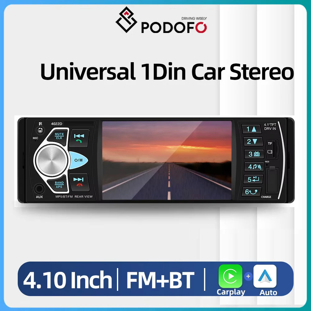 Podofo 1Din Car radios 4" Auto Audio Stereo 4022d MP3 player USB AUX Car Multimedia Player FM Autoradio Support Rearview Camera