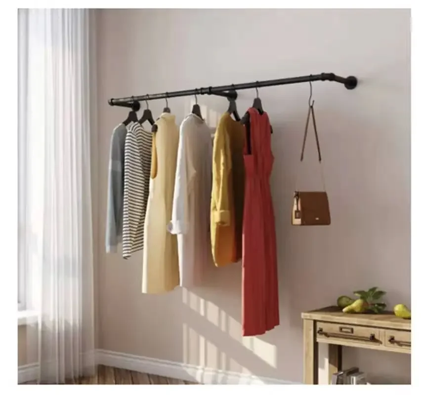 Industrial Feng Shui Pipe Hanger Iron Art on The Wall Clothing Store Display Shelf  Hanging  Rack Wholesale