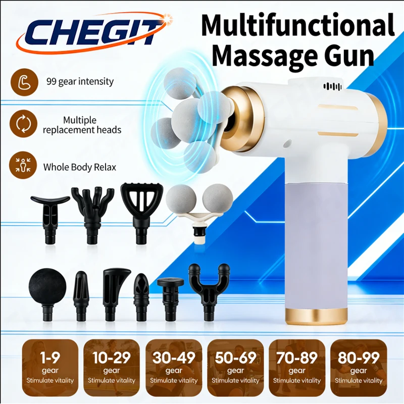 

Профессиональный массажный пистолет с пятью насадками 2026 для расслабления мышц плеч и шеи, бесшумный массажер для всего тела, поясницы и спины