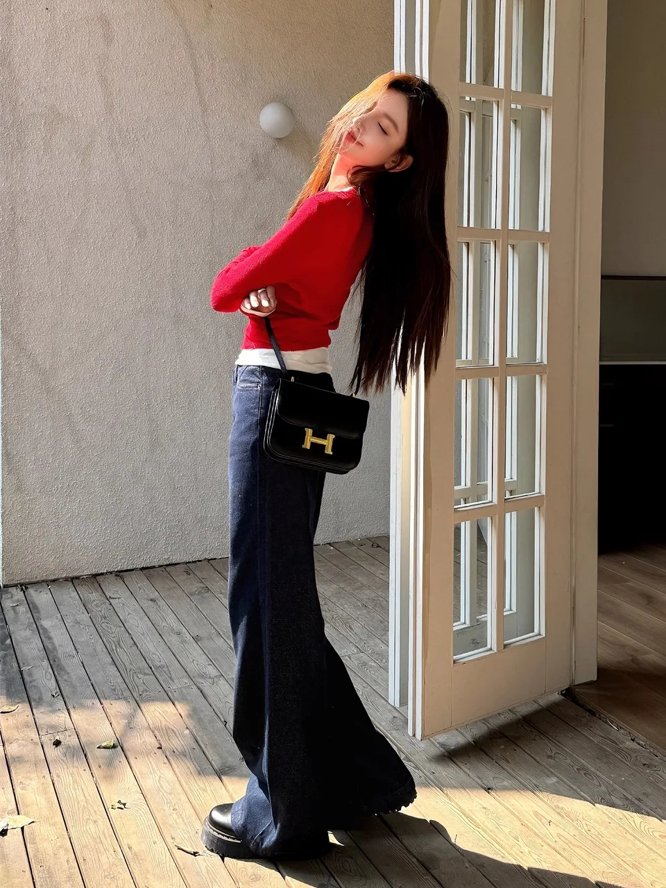 

Джинсы с низкой талией, прямые, широкие, свободного кроя, темно-синие, осенне-зимние, удлиненные, повседневные, женские