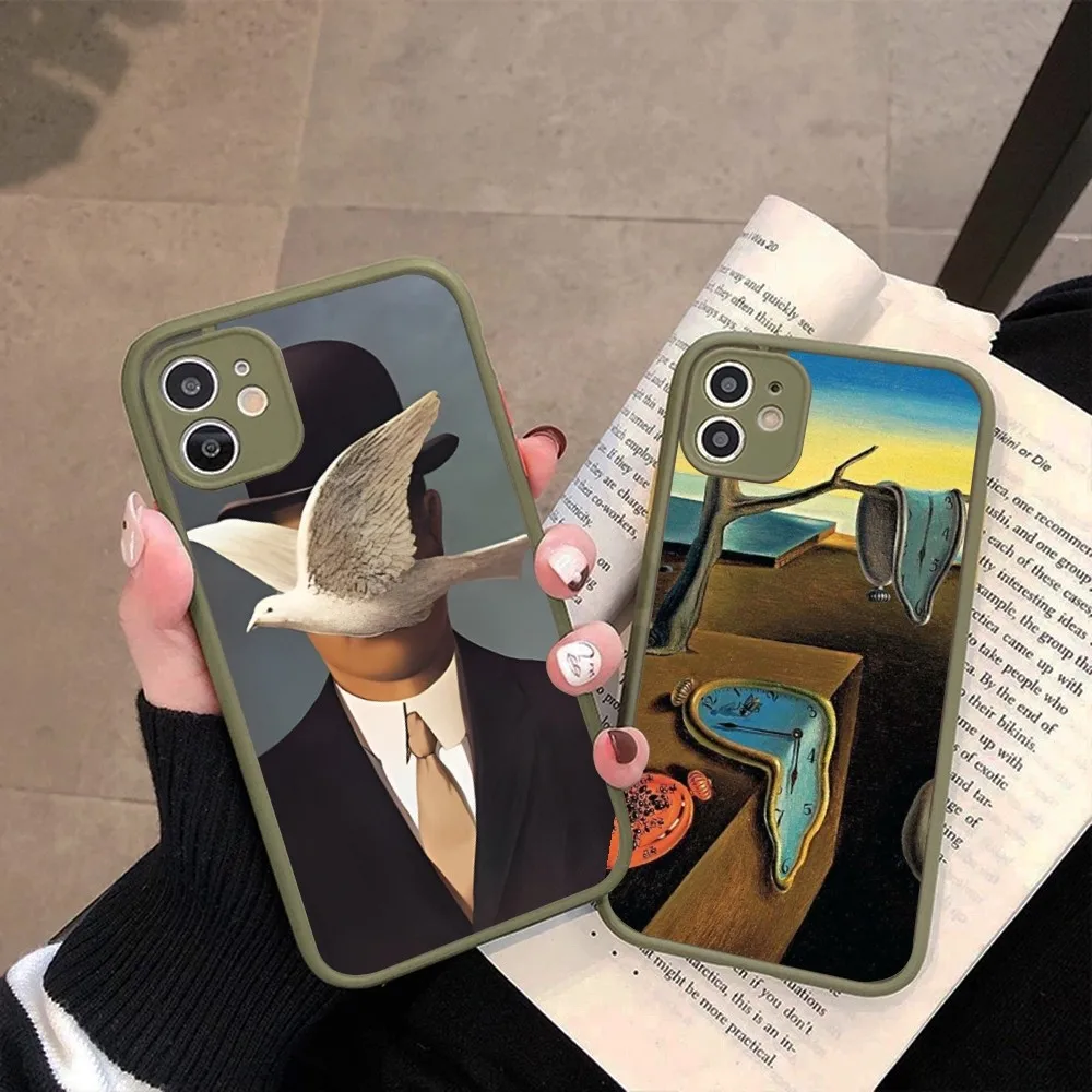 Rene Magritte Phone Case for iPhone 14 11 12 13 Mini Pro Max 8 7 Plus X XR XS MAX Translucent Matte Cover