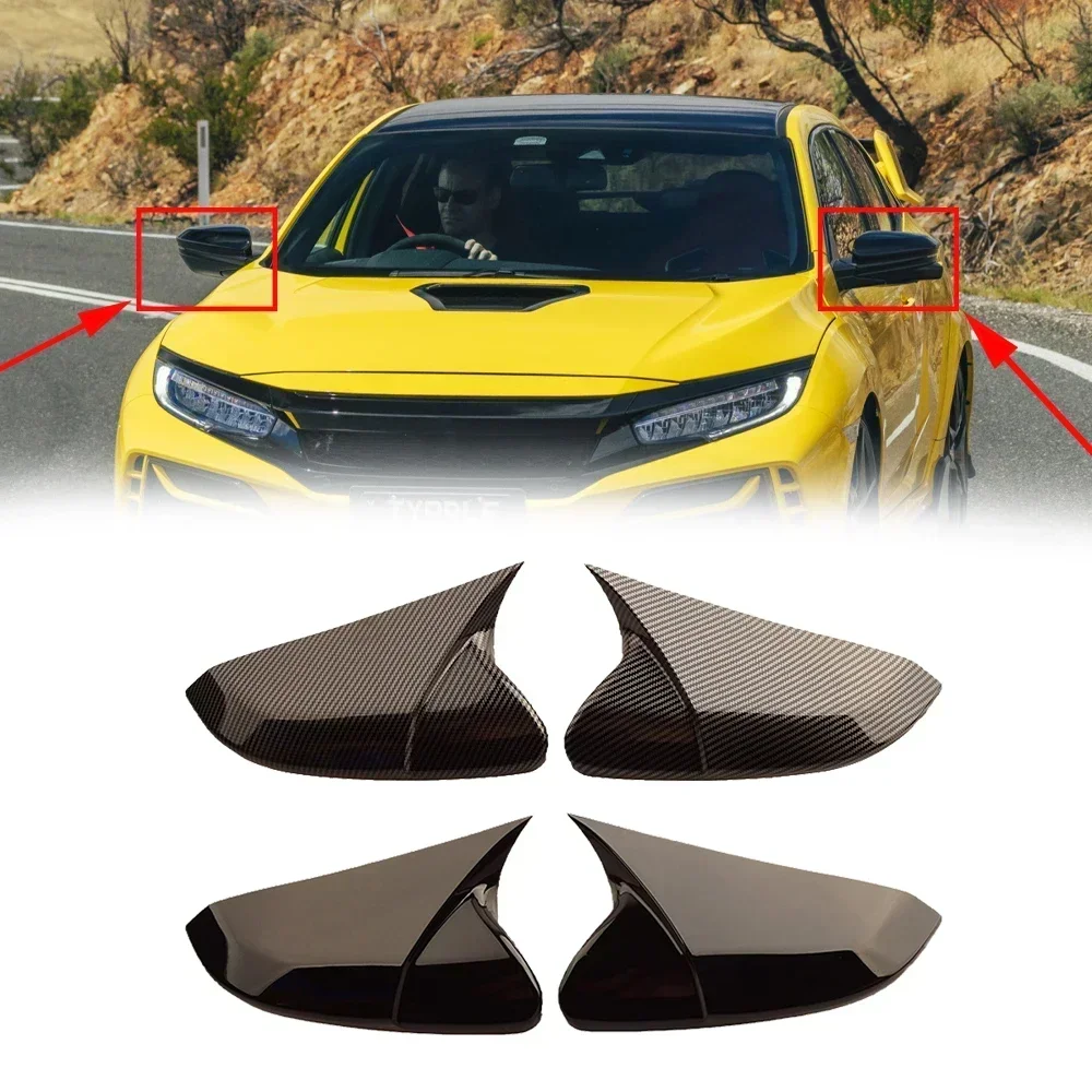 OX Horn Styling Car Mirror Cover Car Rearview Mirror Caps for Honda CIVIC SI Type R FC FK VTi-S 2016 2017 2018 2019 2020 2021