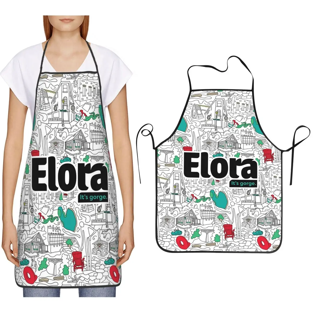 Everything Elora With Colour Aprons Chef Cooking Cuisine Tablier Waterproof Bib Kitchen Cleaning Pinafore for Women Men Painting