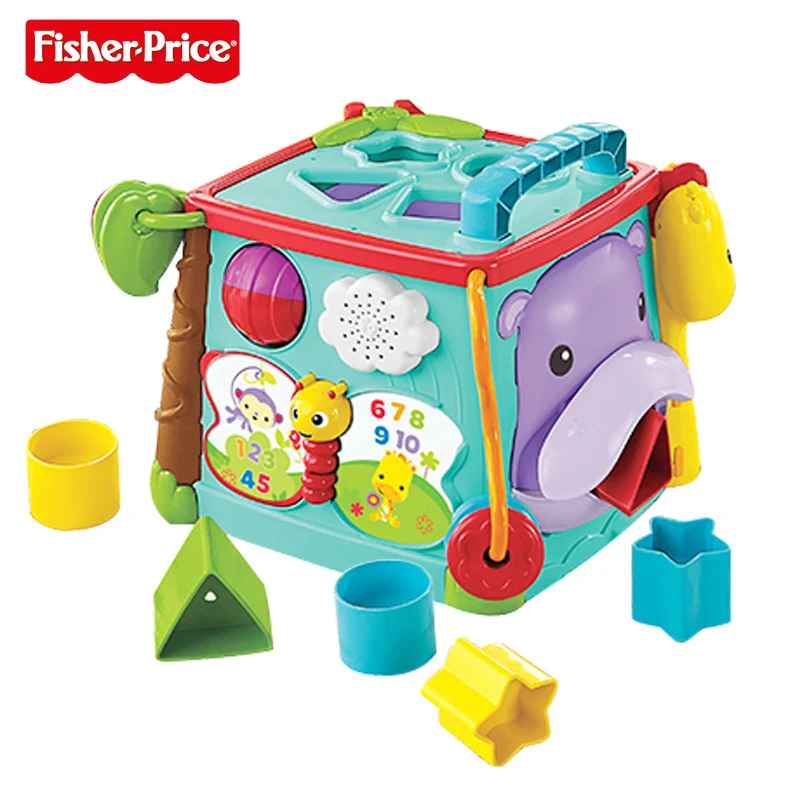 Fisher Price Brand baby learning toys Play & Learn Activity Cube Busy Box Educational Toys For Children  kid Birthday Gift