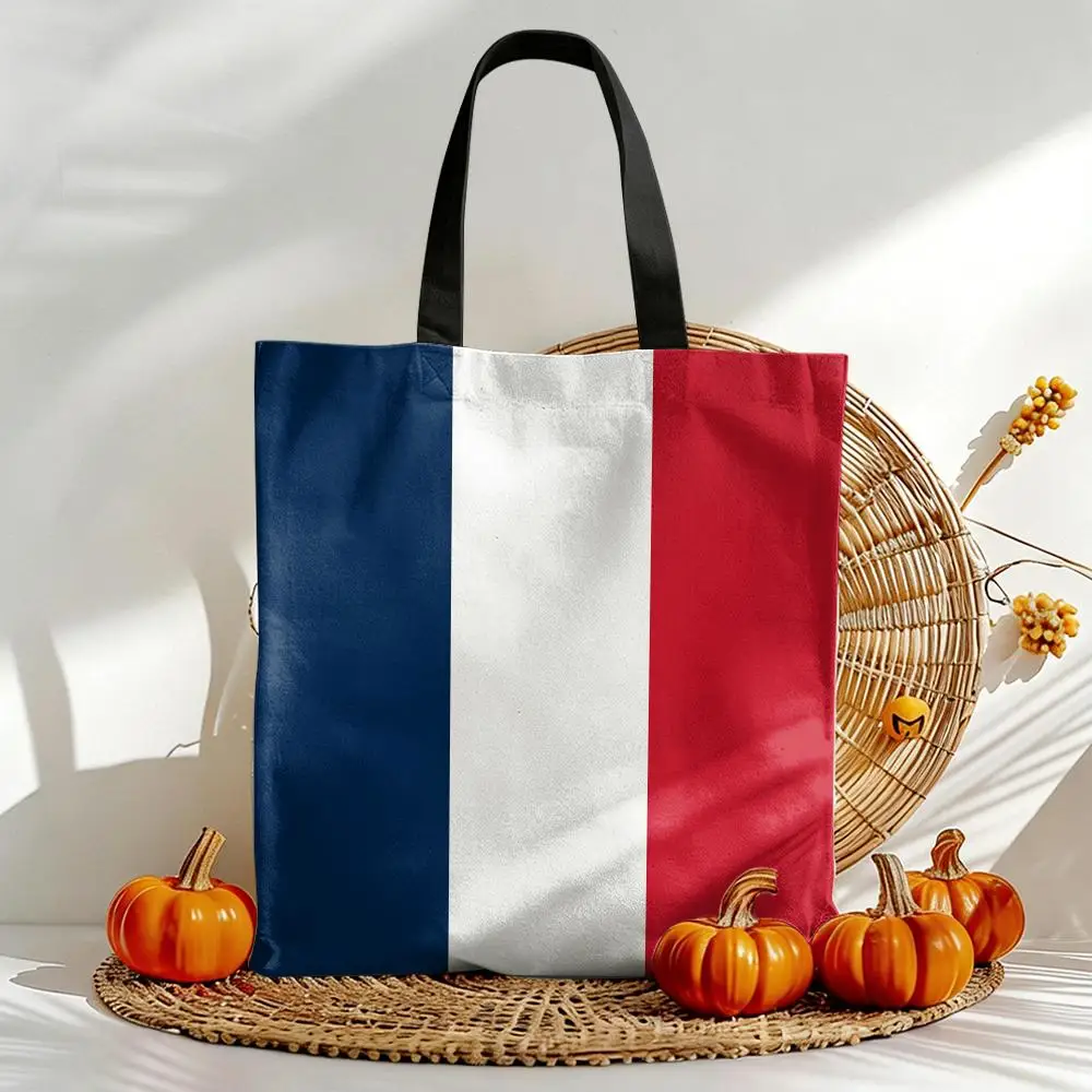 European National Flags Storage Bags Double-Sided Print Canvas Tote Bag Fashion Large Capacity Women's Shoulder Handbag