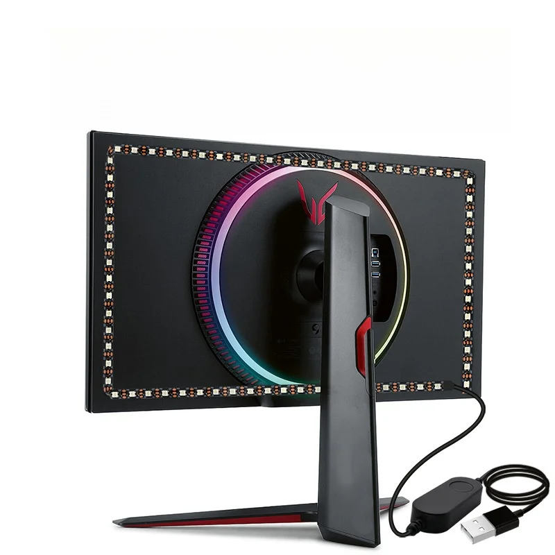 Lumière d'écran synchronisée e-sports, lumière d'ambiance, fond de jeu, lumière fluide, bande de lumière LED irisée, 5V