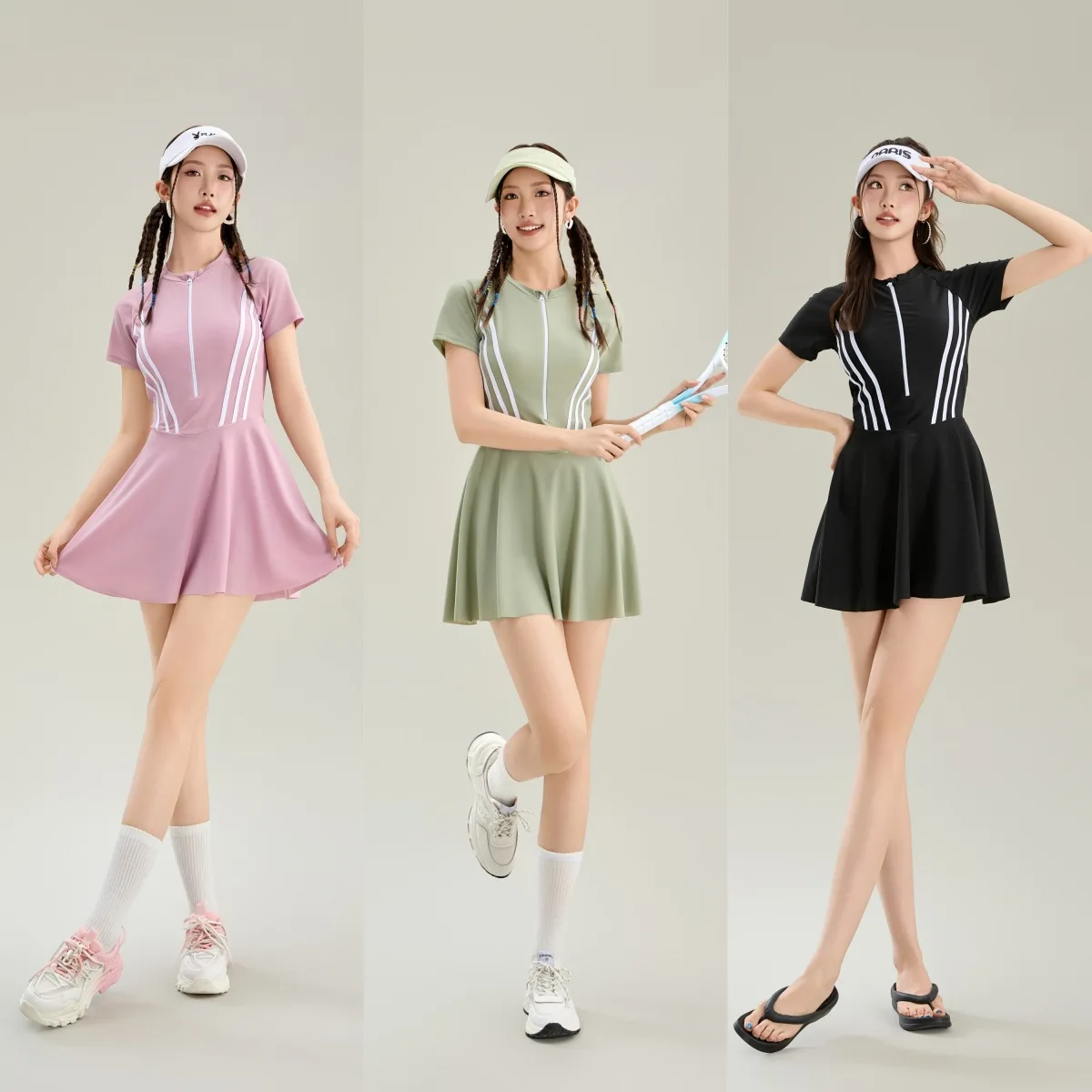 

New Swimsuit Women's Jumpsuit Style Short Sleeved Swimsuit Covers The Belly To Show Off Weight Swimming Sports Wholesale