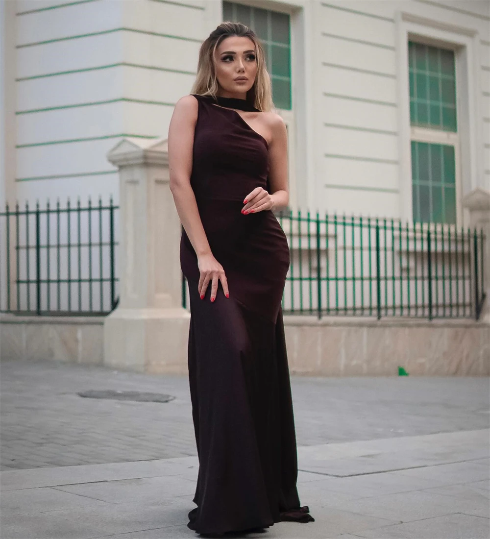 

Customized Soft Chiffon Evening Dress Elegant One Shoulder Sleeveless Homecoming Dresses High Quality Special Occasion Gowns