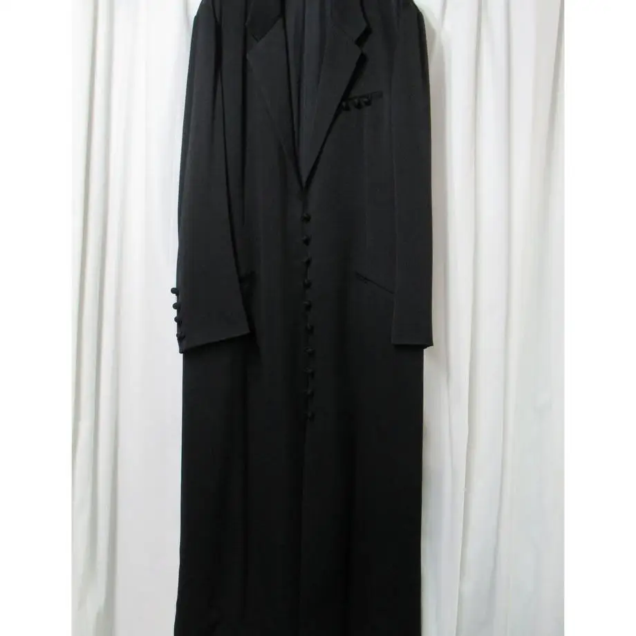 TOP-YAMAMOTO ® Minimalist black long windbreaker Men's Spring and Summer new wool coat