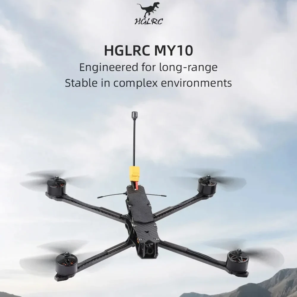 HGLRC MY10 Dron FPV de largo alcance, cuadricóptero analógico 6S con pila VTX de 2,5 W y F405 60A, motores 3215 900KV para vuelo extendido