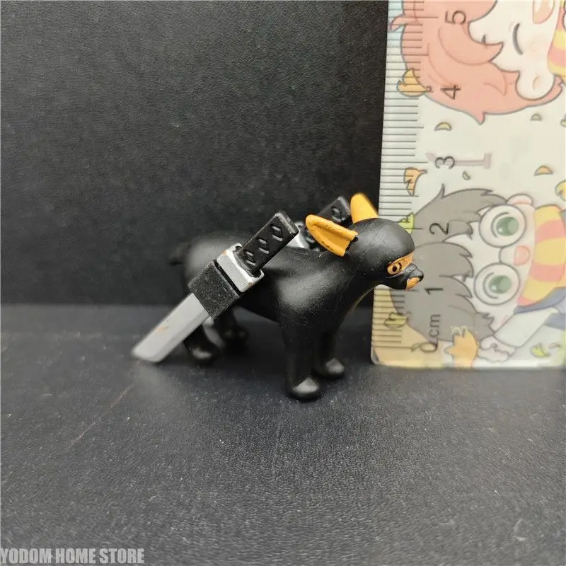 3cm Mini Ninja Puppy Dog Figure Detachable Knife Design Desktop Ornament Home Decor Rare Collectible Display Accessories