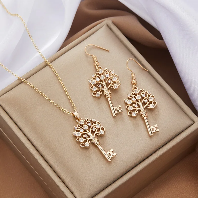 

Tree of Life Key Jewelry Sets Women Charming Sparkling Elegant Trendy Fashion Jewelry Accessory Daily Casual Party Dating Wear