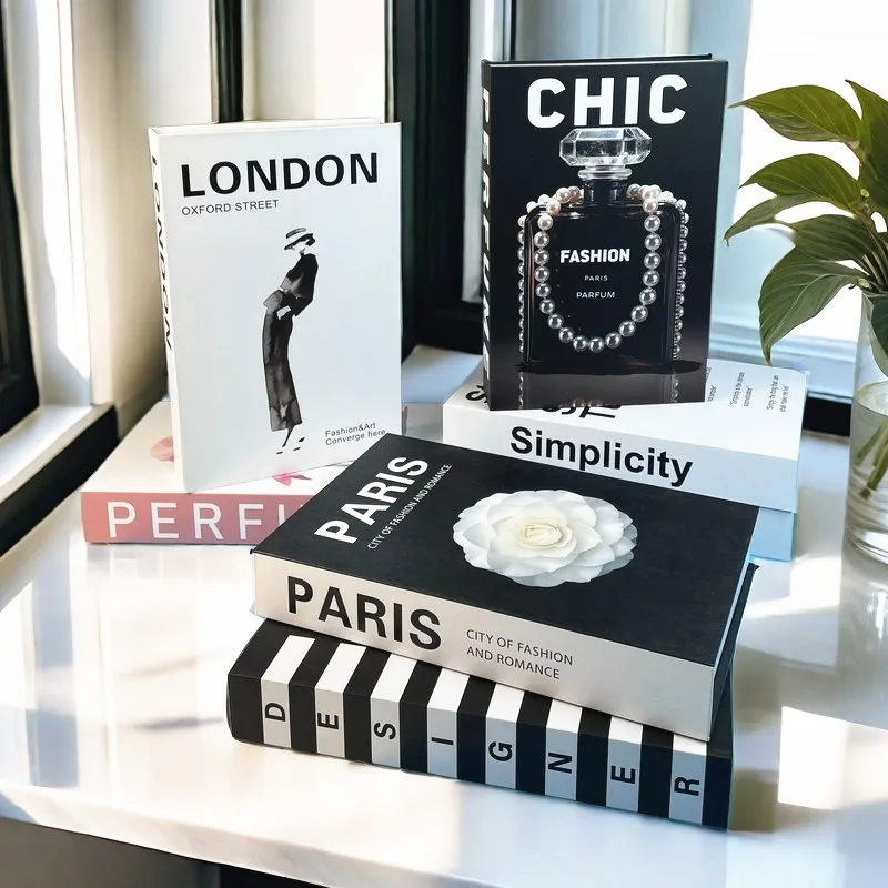

Perfume Luxury Fake Book Storage Box Interior Decoration Paris Decorative Books Design Ornament Coffee Table Shelf Home Decor