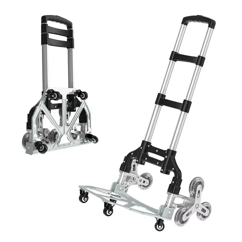 Stair Climbing Hand Truck Folding Portable Grocery Cart Dolly Lightweight Aluminum Frame Six-Wheeled Trolley 35kg OEM