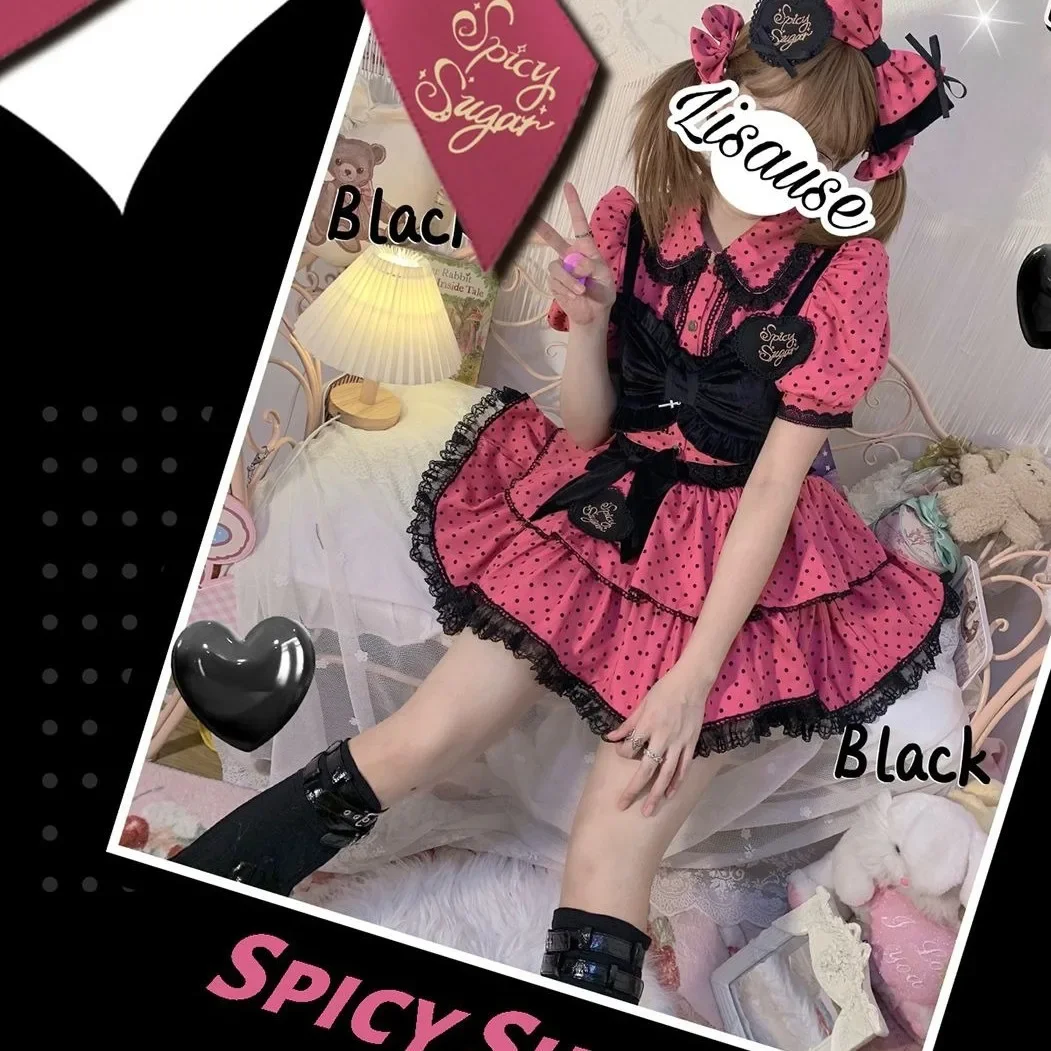 

Blouse Short Sleeve Punk Top Alice Girl Cute Set 2025 SUMMER New Japan Three Piece Set Gothic Lolita