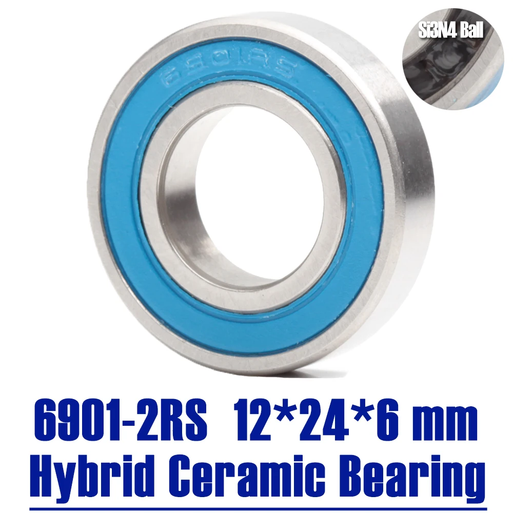 6901 Hybrydowe łożysko ceramiczne 12*24*6 mm (1 szt.) Wsporniki dolne roweru Części zamienne 6901RS Si3N4 Łożyska kulkowe 6901 2RS