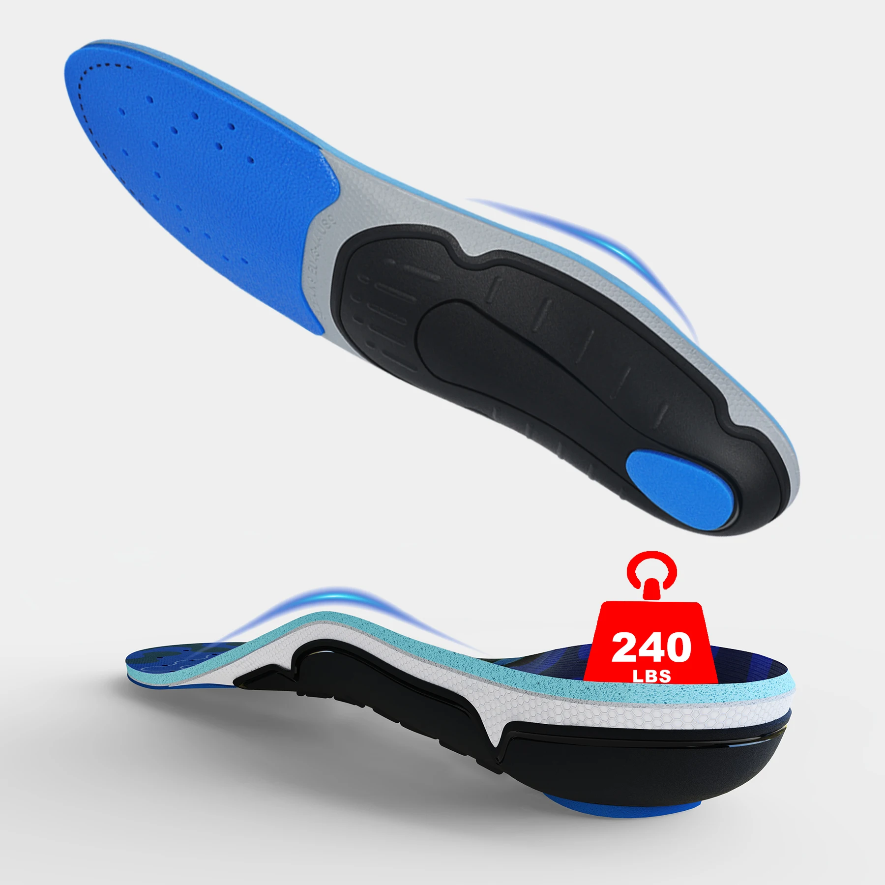 Orthopädische Einlegesohlen mit Fußgewölbestütze für Männer und Frauen, Sneaker-Einlagen bei Plantarfasziitis, Plattfüßen, Orthopädische Einlagen für Sportschuhe – Detail 13