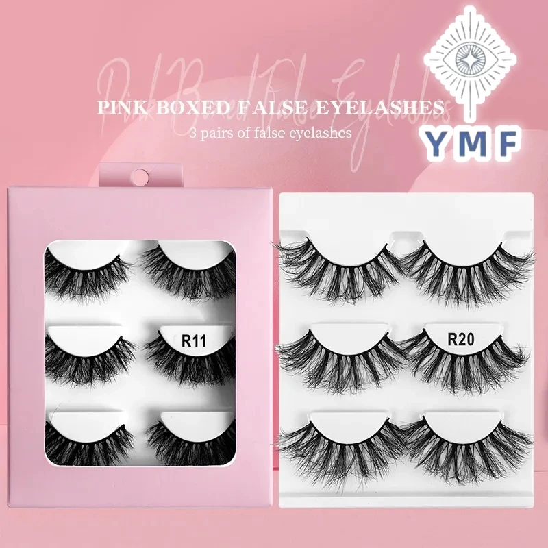 3 Pairs Faux Mink Lashes Make Up Eyelashes Thick False Cils Reusable Eyelash Extension Hand Made Fake Eyelashes