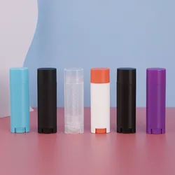 10Pcs/lot 4.5g Empty Oval Lip Balm Tube Plastic White Solid Perfume Deodorant Containers Portable Makeup Lipstick Tubes