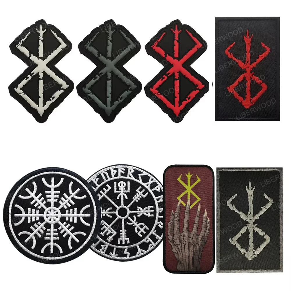 Patch à crochet brodé boussole Viking Berserker Rune militaire tactique guerrier du nordique Viking patchs en PVC insignes