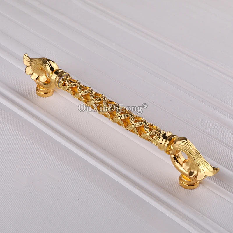 Top Designed 8PCS Brass Hollow Design Furniture Pulls Handles Drawer Knobs Cupboard Wardrobe Closet Cabinet Door Pulls Handles