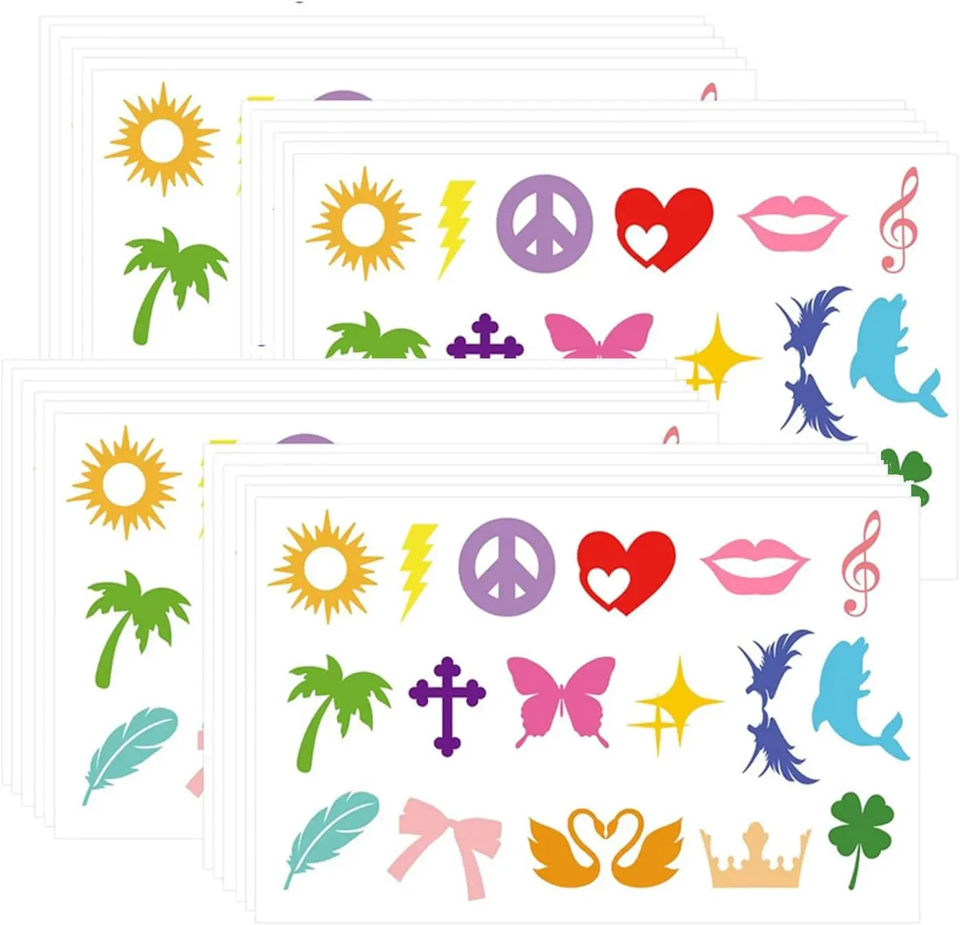 

340pcs Tanning Sunbathing Stickers Self Adhesive Colorful Heart Lips Dolphin Butterfly Bow Sticker