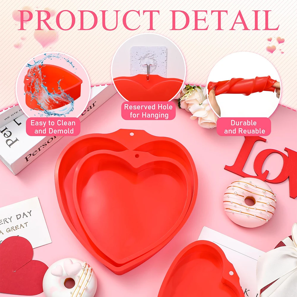 4/6/8 pollici teglie per torte a forma di cuore di san valentino stampi per dolci in Silicone riutilizzabili antiaderenti strumenti per la